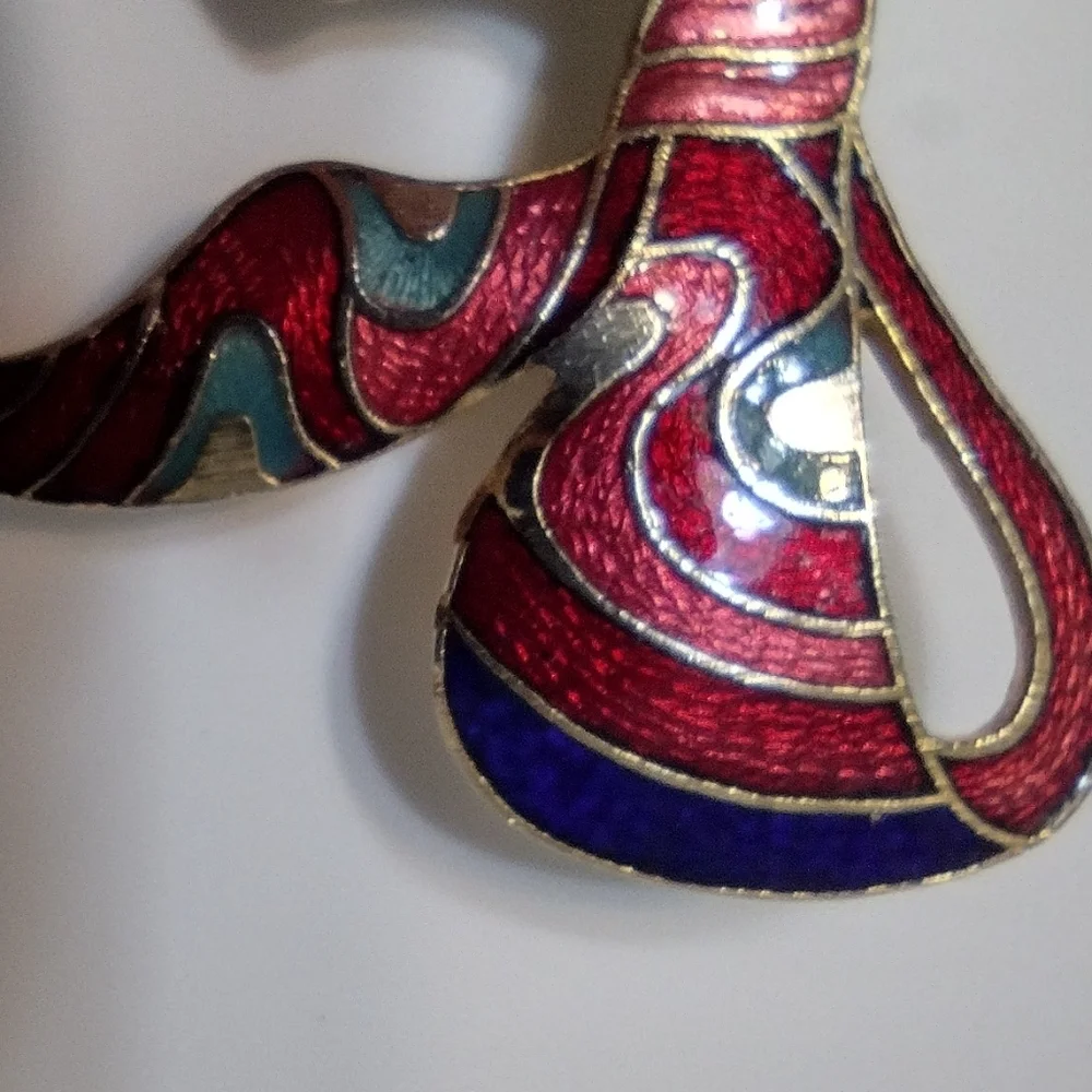 Cloisonne, Goldtone & Silvertone Bow Brooches Vintage